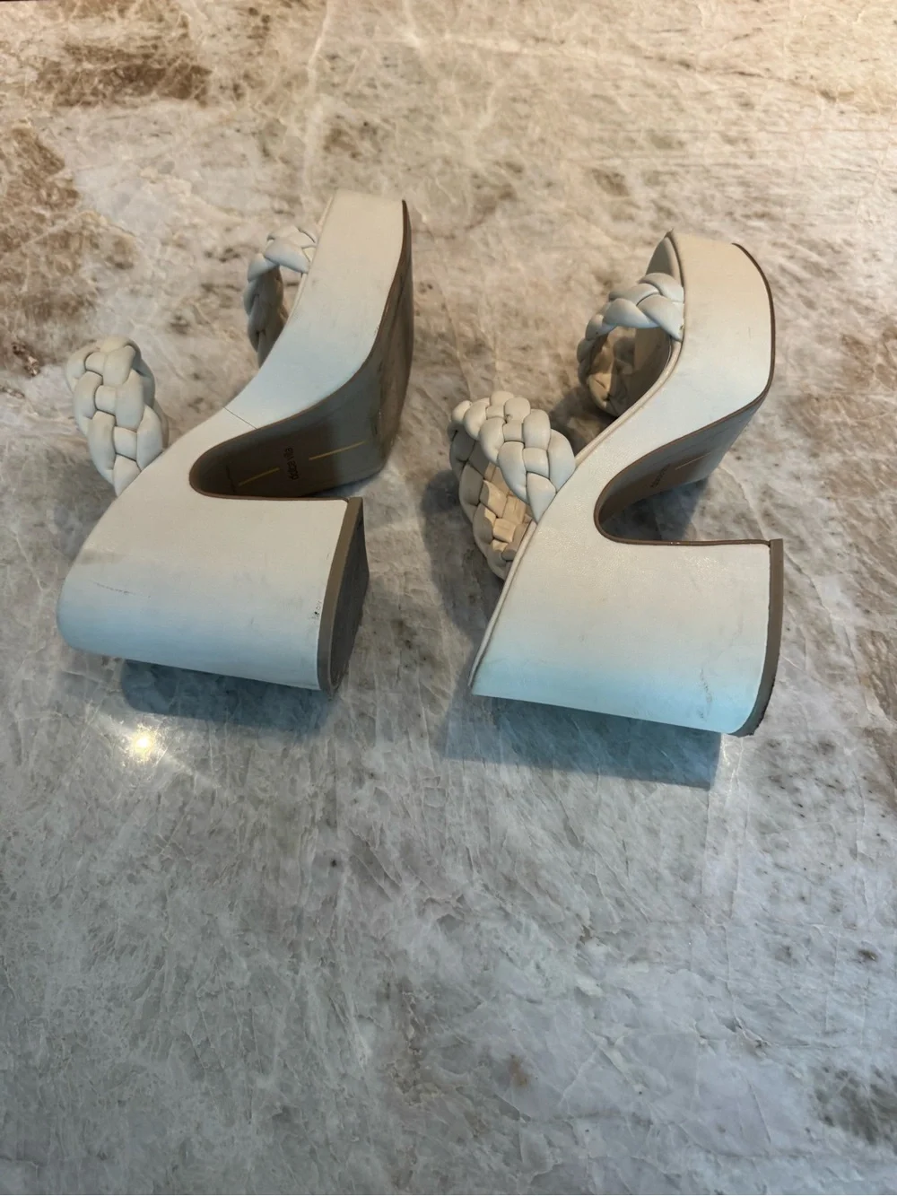 Dolce Vita Cream/White Braided Platform Heeled Sandals - size 7